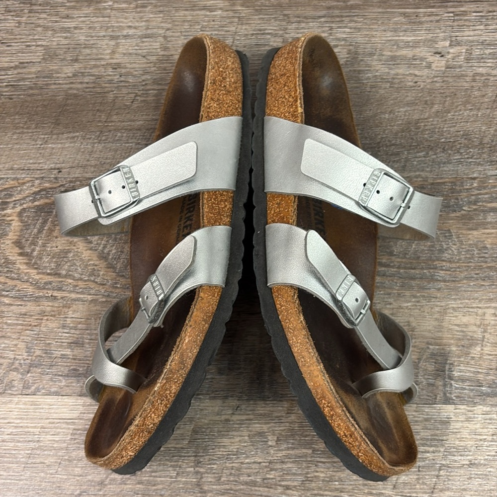 Birkenstock MAYARI  Silver Cross-Strap Sandals 41 (US 10-10.5) - Picture 6 of 9